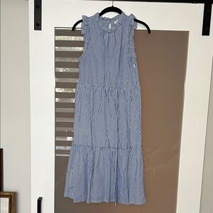 J. Crew Factory Blue and White Striped Dress